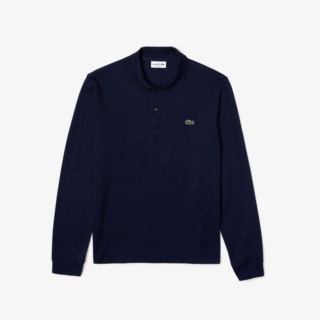 Lacoste Uni Color Long Sleeve Classic Cotton Piqué Polo Navy