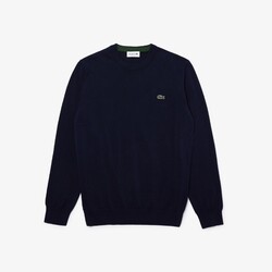 Lacoste Uni Cotton Crew Neck Chest Logo Embroidery Trui Navy Blue