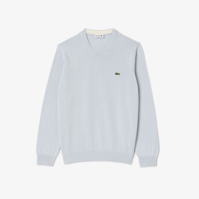 Lacoste Uni Cotton Crew Neck Chest Logo Embroidery Trui Phoenix Blue