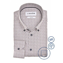 Ledûb Abstract Fantasy Pattern Pure Cotton Easy Care Button-Down Overhemd Licht Bruin