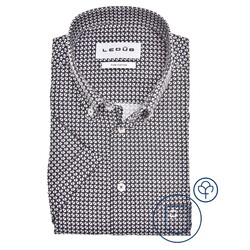 Ledûb Abstract Pattern Pure Cotton Short Sleeve Overhemd Navy