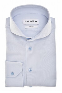 Ledûb Active Stretch Solid Color Tone-on-Tone Buttons Overhemd Licht Blauw