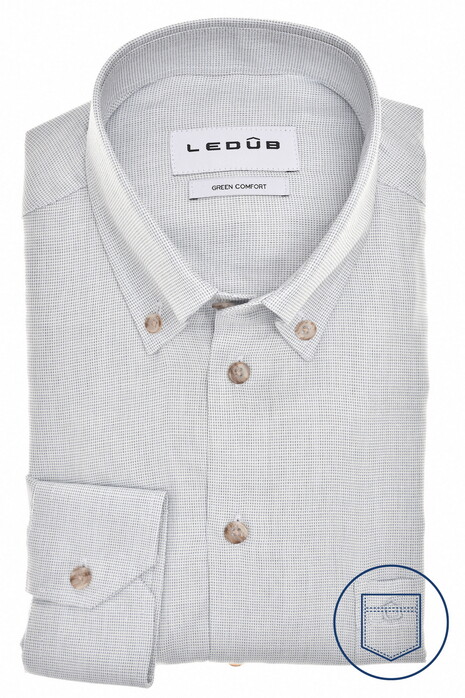Ledûb Airy EcoVero Button-Down Fine Texture Overhemd Licht Blauw