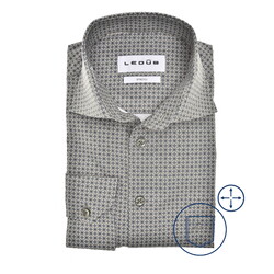 Ledûb Allover Abstract Pattern Cotton Subtle Stretch Overhemd Donker Groen