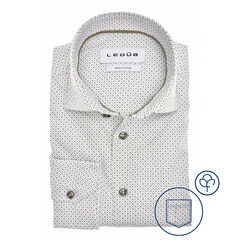 Ledûb Allover Dot Check Pattern Pure Cotton Overhemd Midden Groen