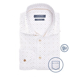 Ledûb Allover Dot Star Pattern Pure Cotton Overhemd Wit-Blauw
