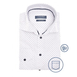 Ledûb Allover Dot Star Pattern Pure Cotton Overhemd Wit-Navy