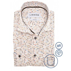 Ledûb Allover Fantasy Dots Pattern Easy-Iron Overhemd Zand-Donker Bruin