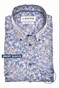 Ledûb Allover Fantasy Leaves Pattern Button-Down Comfort Blend Fabric Overhemd Midden Blauw