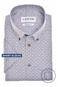 Ledûb Allover Fantasy Pattern Easy-Care Cotton Button-Down Overhemd Licht Blauw