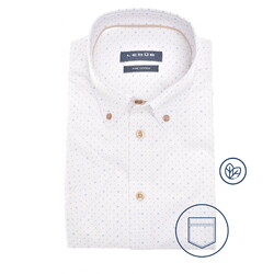 Ledûb Allover Fine Dot Star Pattern Short Sleeve Overhemd Wit-Beige