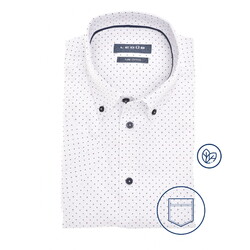 Ledûb Allover Fine Dot Star Pattern Short Sleeve Overhemd Wit-Navy