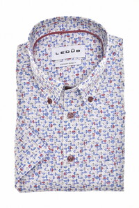 Ledûb Allover Half Circles Pattern Comfort Fabric Blend Short Sleeve Overhemd Licht Grijs