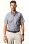 Ledûb Allover Half Circles Pattern Comfort Fabric Blend Short Sleeve Overhemd Midden Blauw