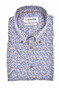 Ledûb Allover Half Circles Pattern Comfort Fabric Blend Short Sleeve Overhemd Midden Blauw