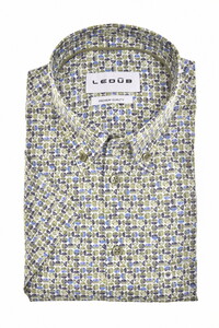 Ledûb Allover Half Circles Pattern Comfort Fabric Blend Short Sleeve Shirt Mid Green
