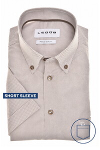 Ledûb Allover Mini Abstract Pattern Button-Down Comfort Blend Fabric Overhemd Licht Bruin