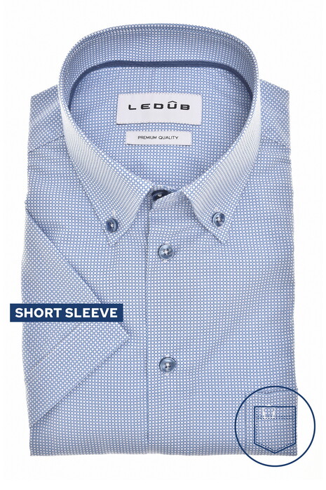 Ledûb Allover Mini Abstract Pattern Button-Down Comfort Blend Fabric Shirt Light Blue