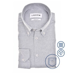 Ledûb Allover Mini Check Pattern Fine Cotton Flanel Overhemd Blauw