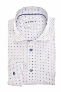 Ledûb Allover Multi Dots Pattern Comfort Fabric Overhemd Wit