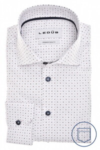 Ledûb Allover Multi Dots Pattern Comfort Fabric Shirt White-Blue