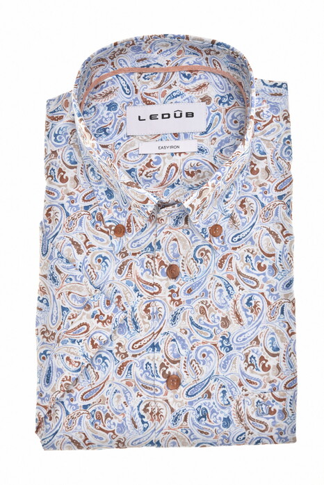 Ledûb Allover Paisley Pattern Short Sleeve Shirt Light Blue