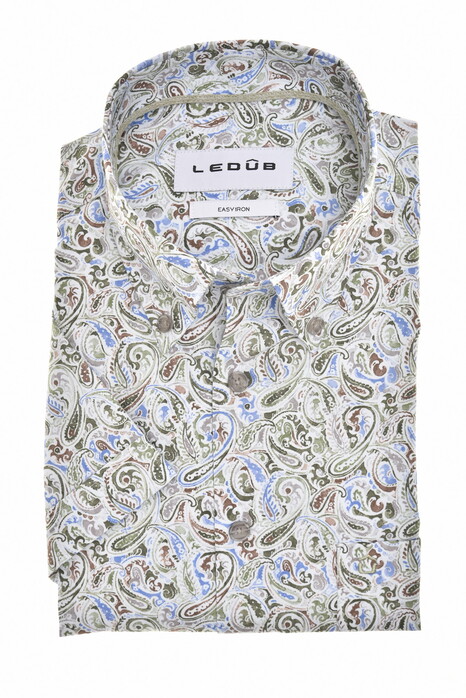 Ledûb Allover Paisley Pattern Short Sleeve Shirt Mid Green