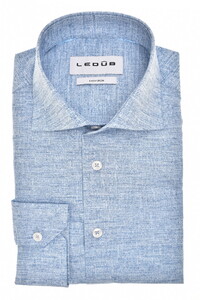 Ledûb Allover Pattern Easy-Iron Cotton Overhemd Midden Blauw