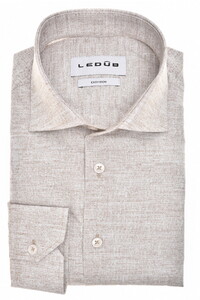Ledûb Allover Pattern Easy-Iron Cotton Overhemd Zand