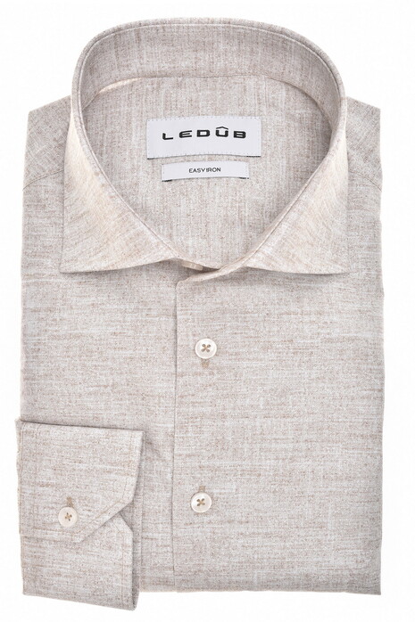 Ledûb Allover Pattern Easy-Iron Cotton Overhemd Zand