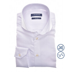 Ledûb Bi-Material Long Sleeve Cutaway Slim Fit Overhemd Wit