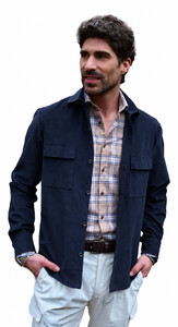 Ledûb Bio Cotton Plain Overshirt Donker Blauw