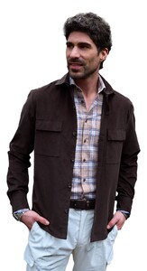 Ledûb Bio Cotton Plain Overshirt Donker Bruin