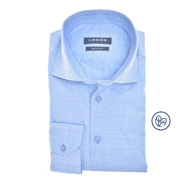 Ledûb Breezy Linen Look Elegance Overhemd Licht Blauw