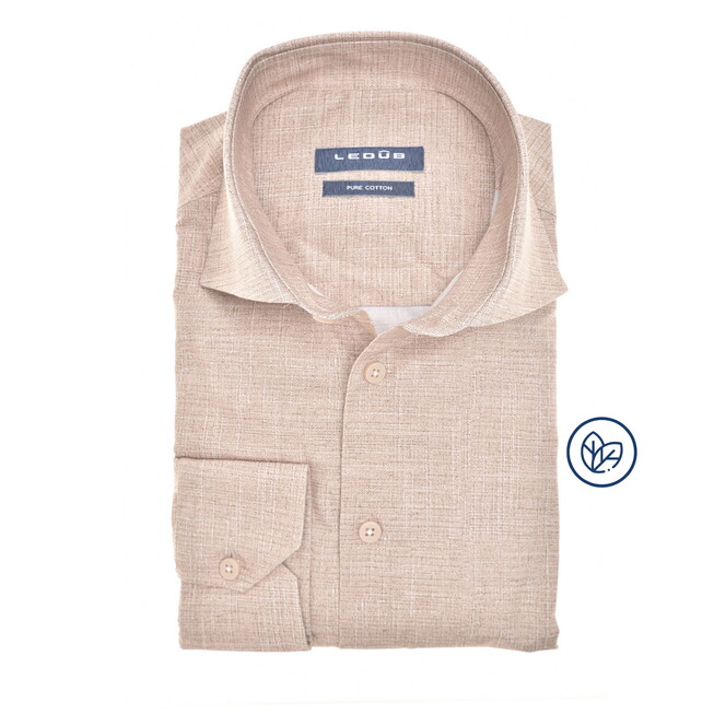 Ledûb Breezy Linen Look Elegance Overhemd Licht Bruin