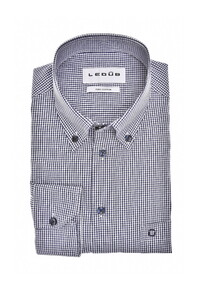 Ledûb Button Down Allover Mini Check Overhemd Navy