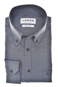 Ledûb Button-Down Pure Cotton Flannel Shirt Mid Blue