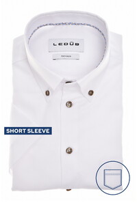 Ledûb Button Down Texture Weave Cotton Easy-Iron Overhemd Wit