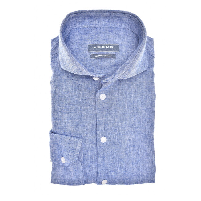 Ledûb Casual Linen Blend Overhemd Blauw