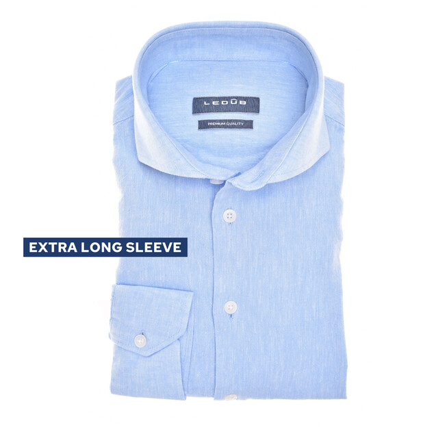 Ledûb Casual Linen Blend Overhemd Licht Blauw