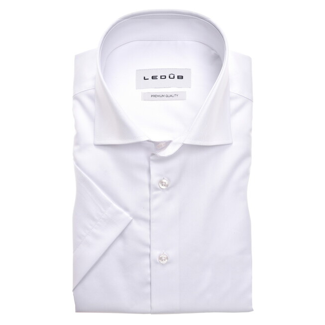 Ledûb Cotton Comfort Blend Uni Color Short Sleeve Overhemd Wit