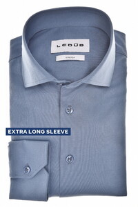 Ledûb Cotton Jersey Extra Long Sleeve Overhemd Midden Blauw