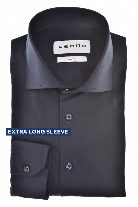 Ledûb Cotton Jersey Extra Long Sleeve Overhemd Navy