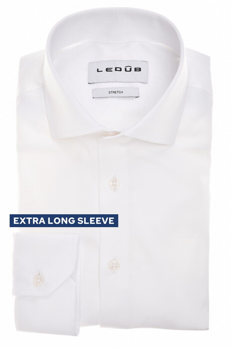 Ledûb Cotton Jersey Extra Long Sleeve Overhemd Wit