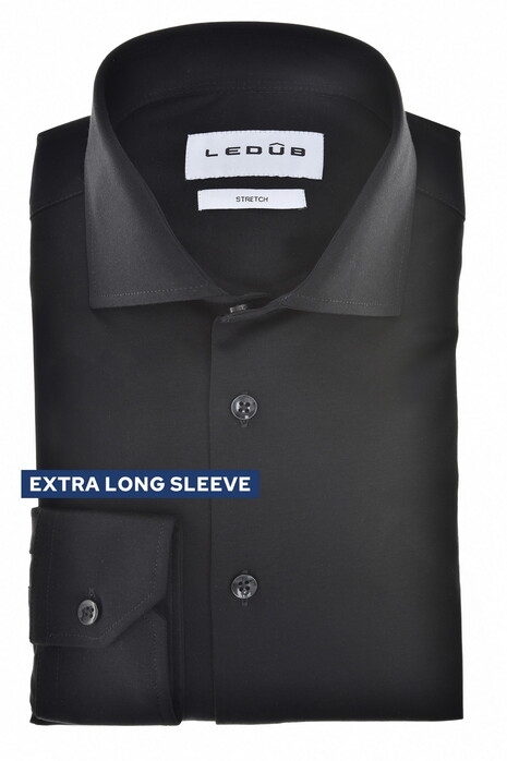Ledûb Cotton Jersey Extra Long Sleeve Shirt Black