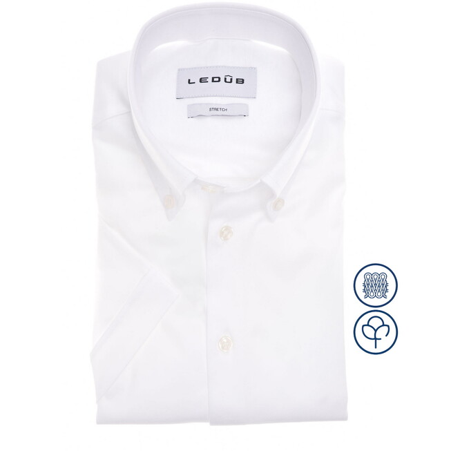 Ledûb Cotton Jersey Stretch Shirt Overhemd Wit