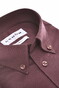 Ledûb Cotton Jersey Stretch Uni Color Button-Down Overhemd Donker Rood
