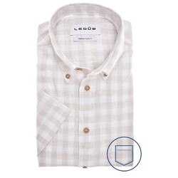 Ledûb Cotton-Linen Blend Check Overhemd Zand