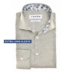 Ledûb Cotton Linnen Blend Extra Long Sleeve Overhemd Licht Groen