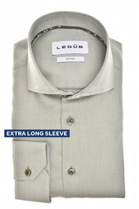 Ledûb Cotton Non-Iron Extra Long Sleeve Wide Spread Collar Overhemd Midden Groen